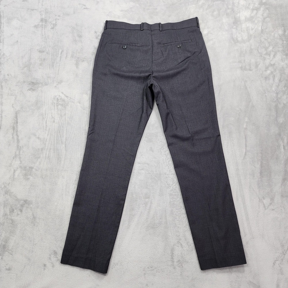 Perry Ellis Portfolio Pants Mens 34x32 Gray Slim Fit Flat Front Dress Stretch
